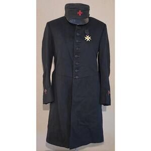 Antique 1928 Masonic Knights Templar Frock Coat & Fatigue Cap - The Lilley Co.